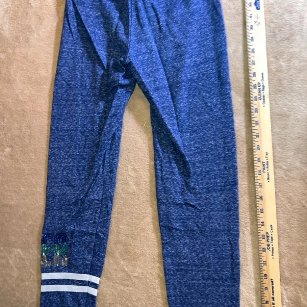 Justice Active Girls 12 Heather Blue Sequin Cheer Gymnast Sweatpants‎ Joggers